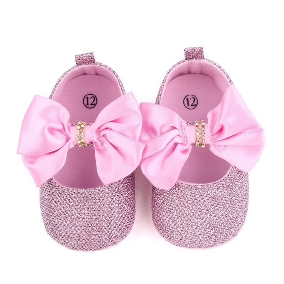 Baby Girl Newborn Pink Rhinestone Shoes 0-6 Months - Picture 2 of 2